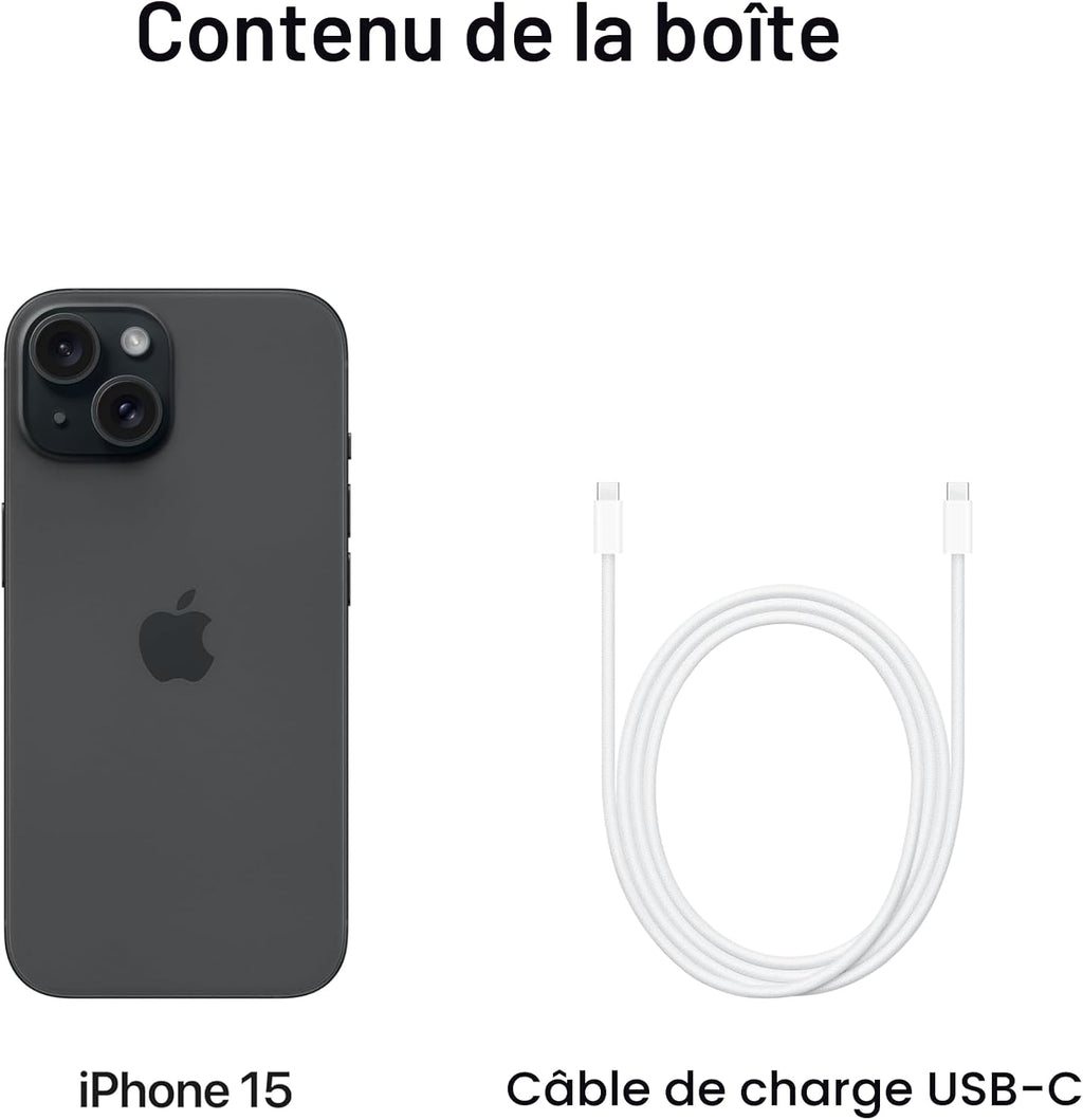 Apple iPhone 15, 128 GB, Black (Refurbished)