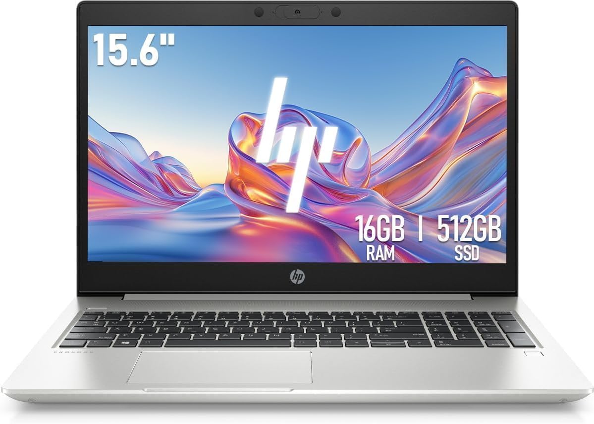 HP ProBook 450 G7 Business Laptop, 15.6 Inches (1366x768), Intel Core i5-10210U, 16GB RAM, 512GB SSD, US QWERTY Keyboard, Windows 11 Pro (Refurbished)