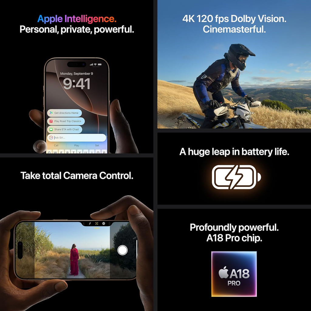 Apple iPhone 16 Pro Max, 512GB, Titanium Black (Refurbished)