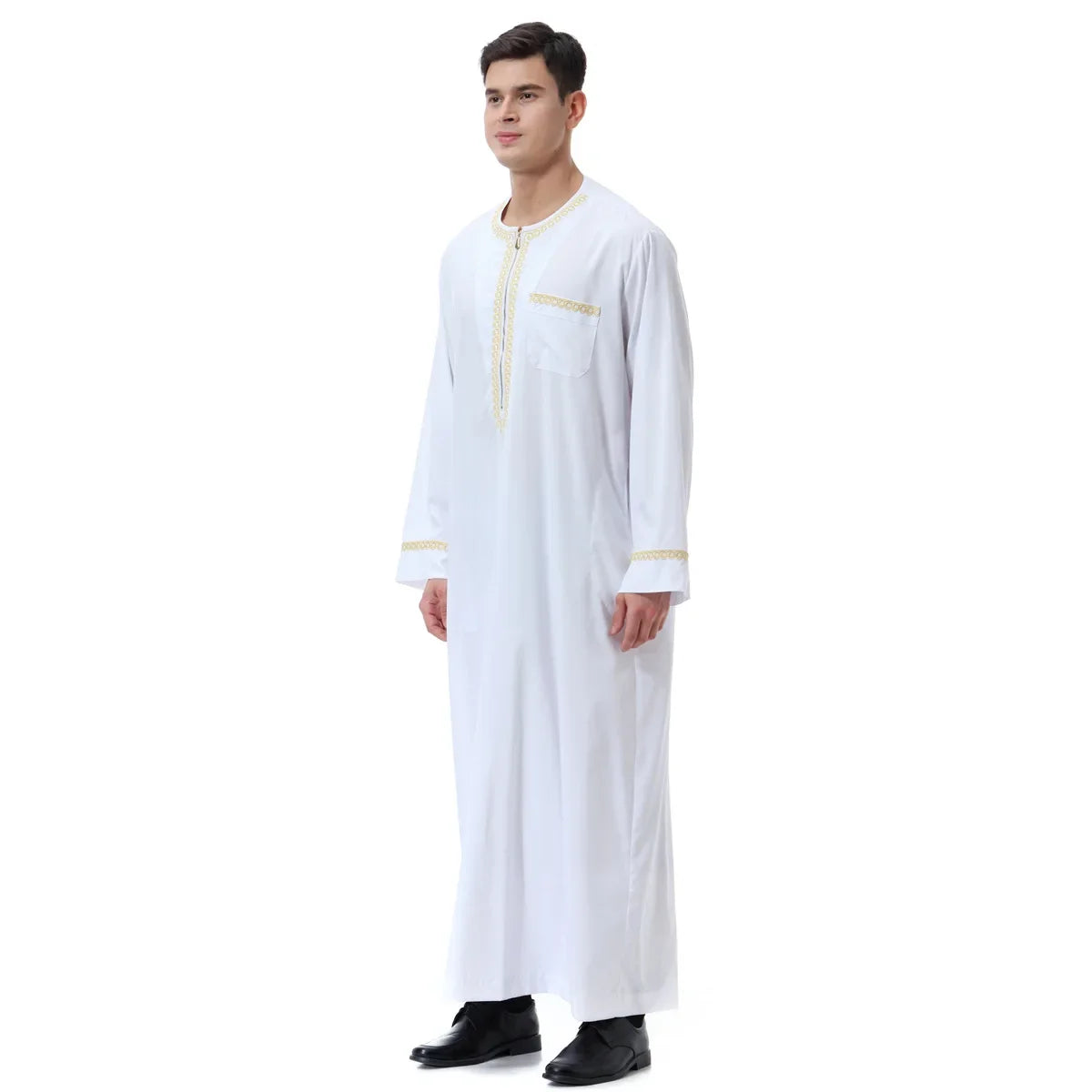 Muslim islamic Clothing Men Jubba Thobe print zipper Kimono Long Robe Saudi Musulman Wear abaya caftan Islam Dubai Arab Dressing