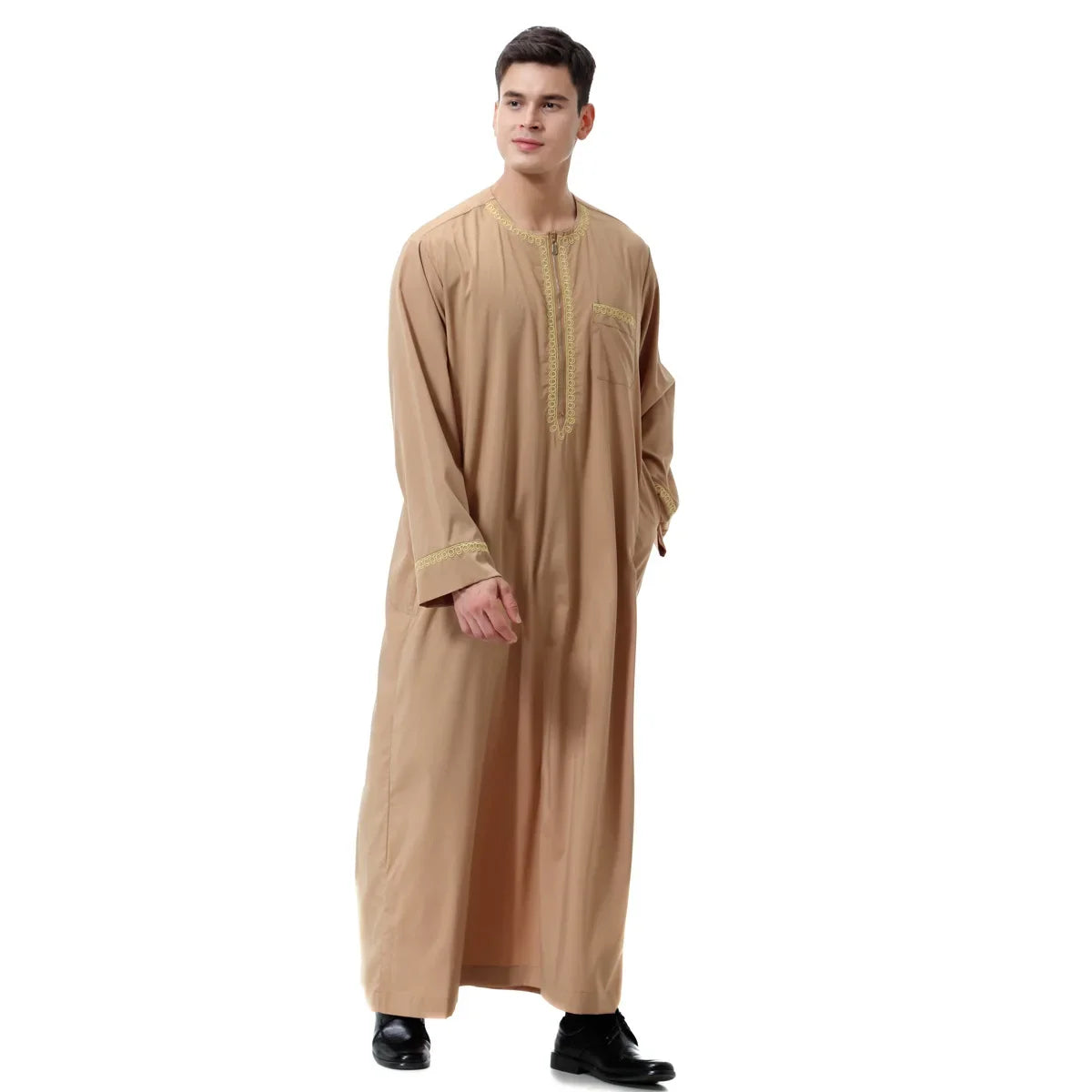 Muslim islamic Clothing Men Jubba Thobe print zipper Kimono Long Robe Saudi Musulman Wear abaya caftan Islam Dubai Arab Dressing