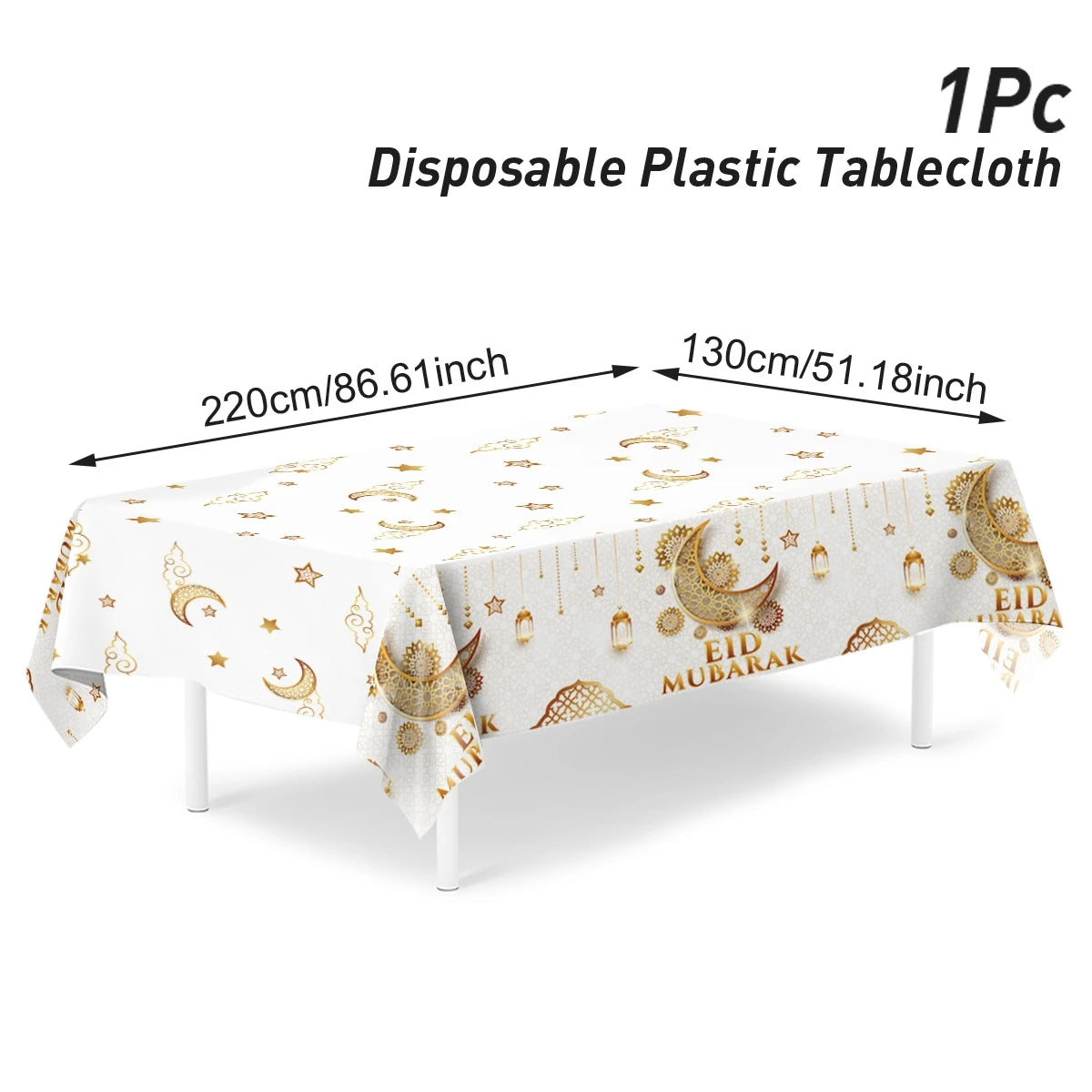 Eid Mubarak Star Moon Tablecloth Ramadan Kareem Decor for Home 2025 Islamic Muslim Party Eid Al Adha Supplies Castle Table Cover