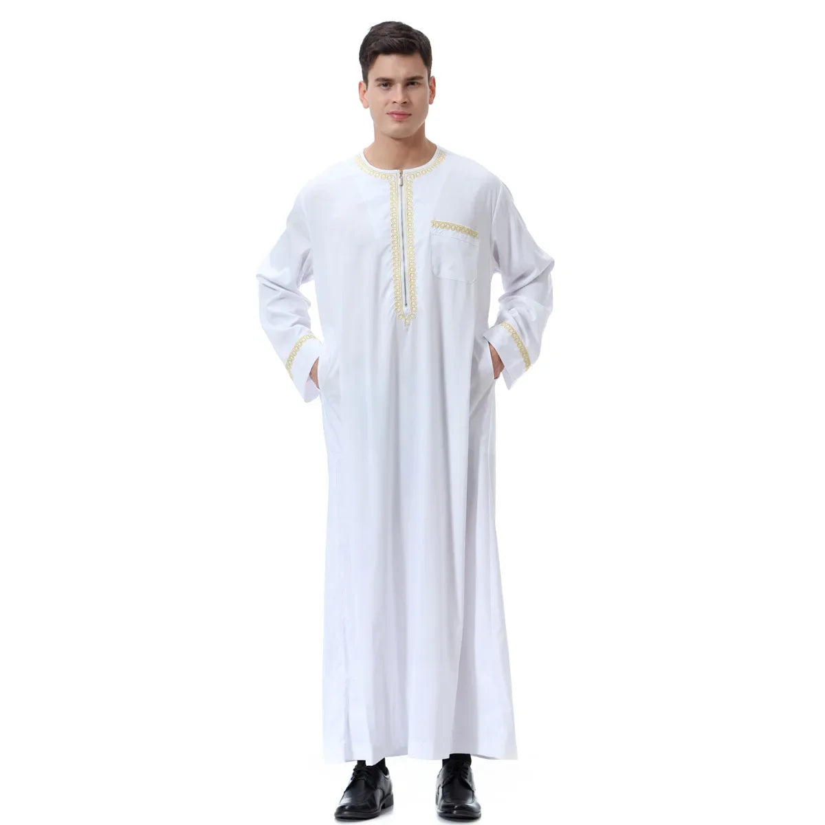 Muslim islamic Clothing Men Jubba Thobe print zipper Kimono Long Robe Saudi Musulman Wear abaya caftan Islam Dubai Arab Dressing