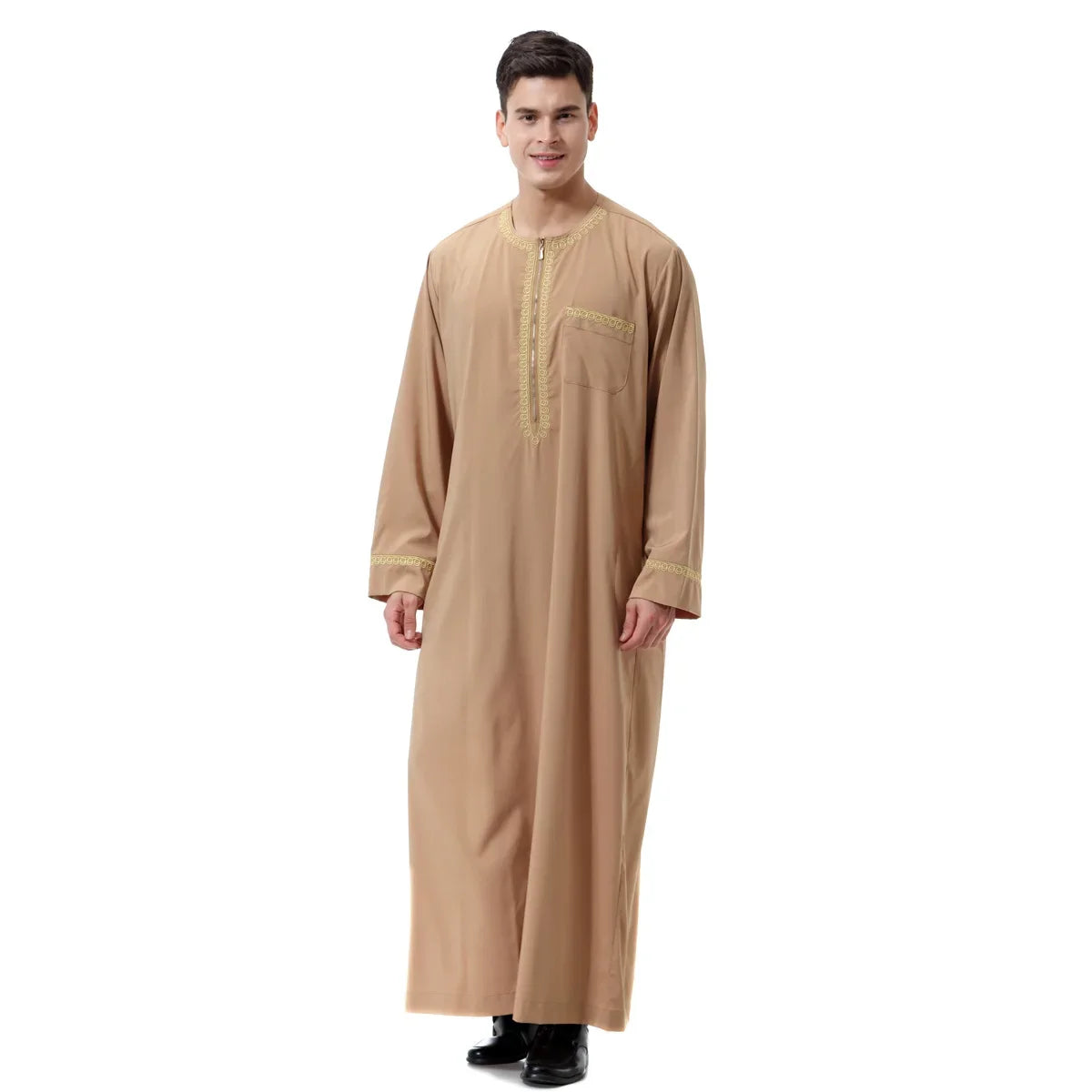 Muslim islamic Clothing Men Jubba Thobe print zipper Kimono Long Robe Saudi Musulman Wear abaya caftan Islam Dubai Arab Dressing