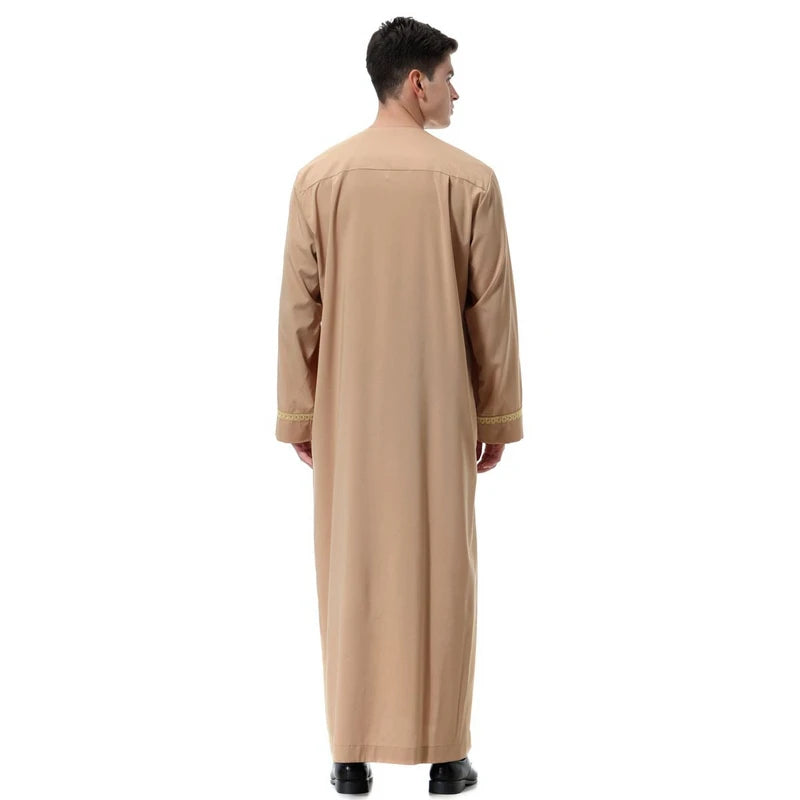 Muslim islamic Clothing Men Jubba Thobe print zipper Kimono Long Robe Saudi Musulman Wear abaya caftan Islam Dubai Arab Dressing