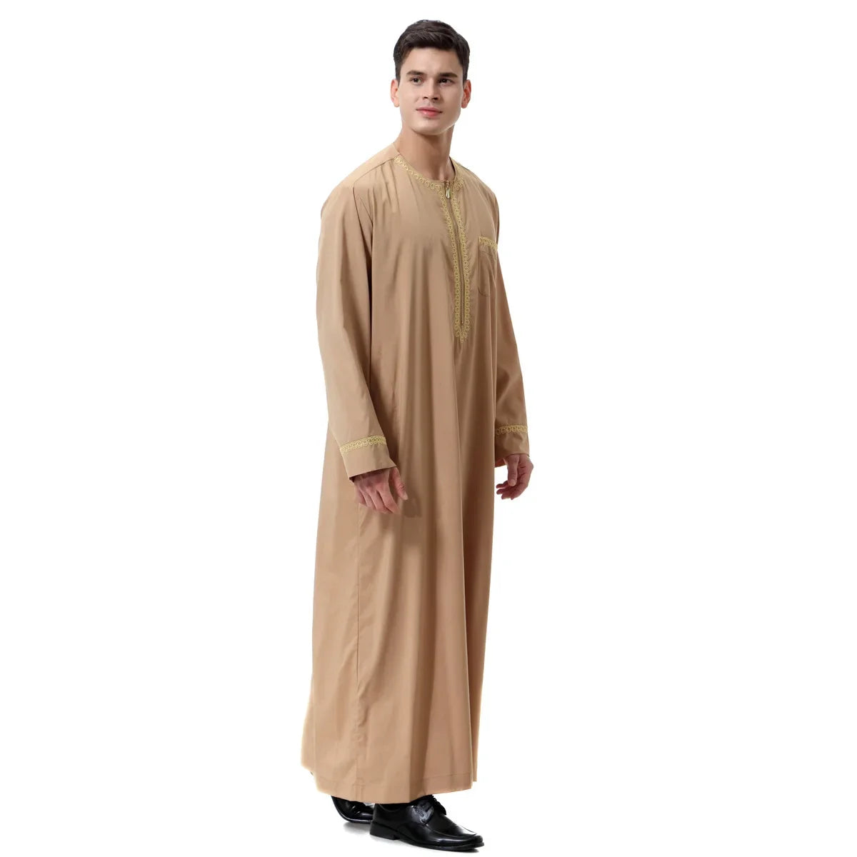 Muslim islamic Clothing Men Jubba Thobe print zipper Kimono Long Robe Saudi Musulman Wear abaya caftan Islam Dubai Arab Dressing