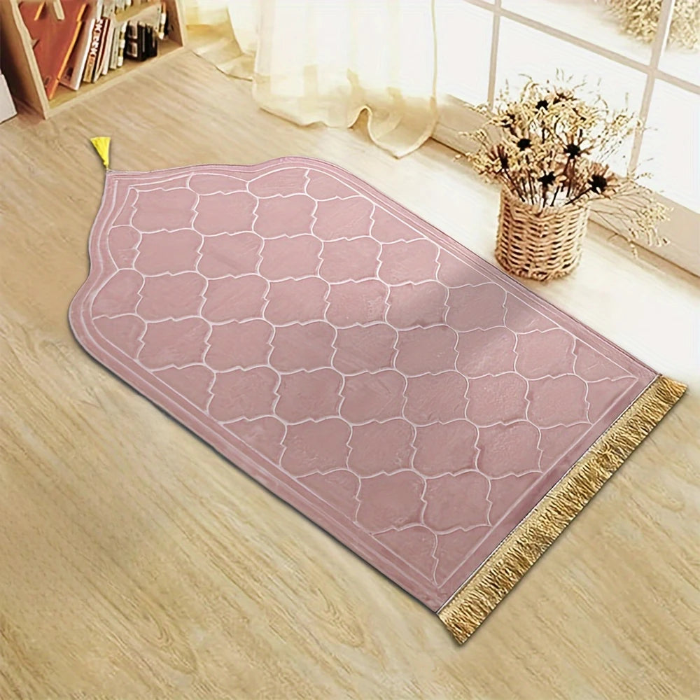 Thickened Printed Prayer Mat Plush With Tassel Flannel Irregular Prayer Mat.