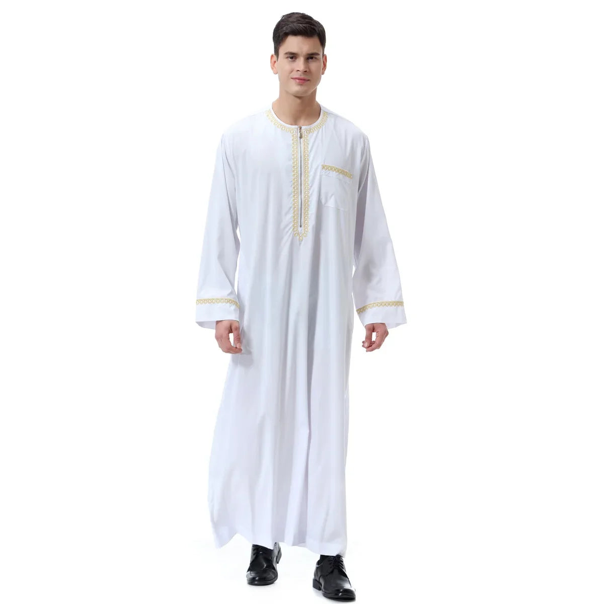 Muslim islamic Clothing Men Jubba Thobe print zipper Kimono Long Robe Saudi Musulman Wear abaya caftan Islam Dubai Arab Dressing