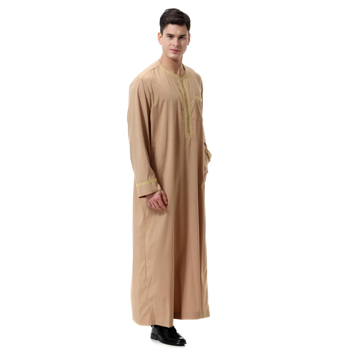 Muslim islamic Clothing Men Jubba Thobe print zipper Kimono Long Robe Saudi Musulman Wear abaya caftan Islam Dubai Arab Dressing