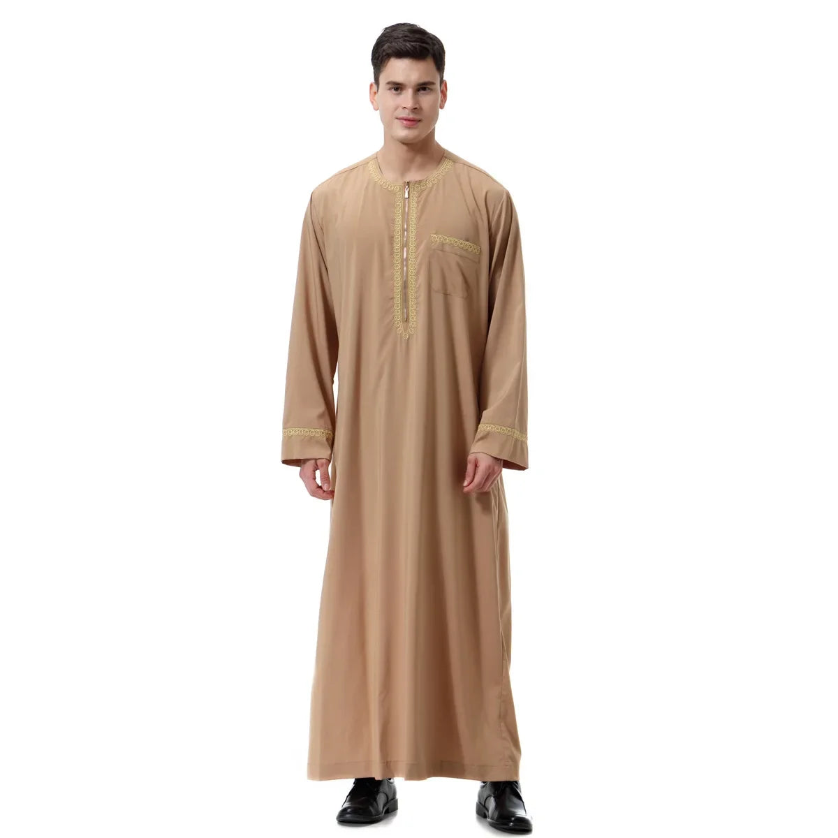 Muslim islamic Clothing Men Jubba Thobe print zipper Kimono Long Robe Saudi Musulman Wear abaya caftan Islam Dubai Arab Dressing