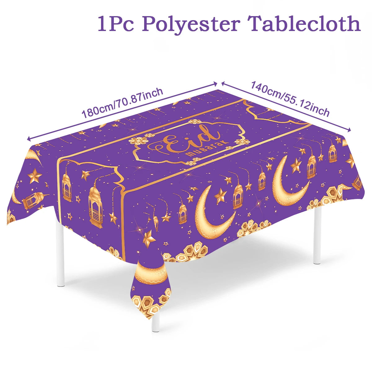 Eid Mubarak Star Moon Tablecloth Ramadan Kareem Decor for Home 2025 Islamic Muslim Party Eid Al Adha Supplies Castle Table Cover