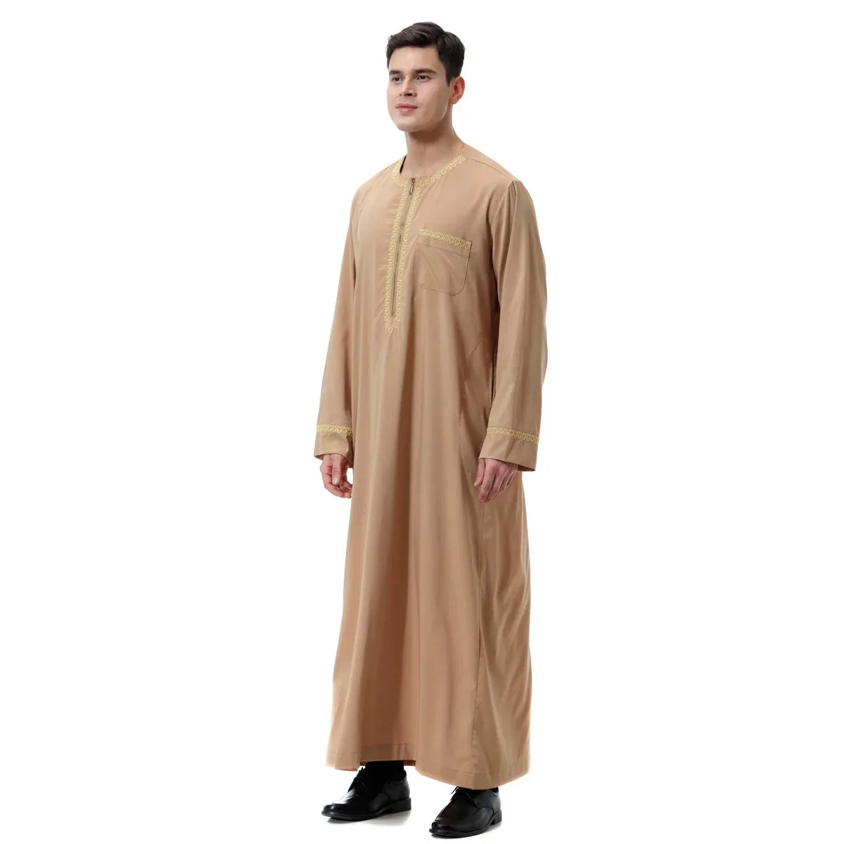 Muslim islamic Clothing Men Jubba Thobe print zipper Kimono Long Robe Saudi Musulman Wear abaya caftan Islam Dubai Arab Dressing