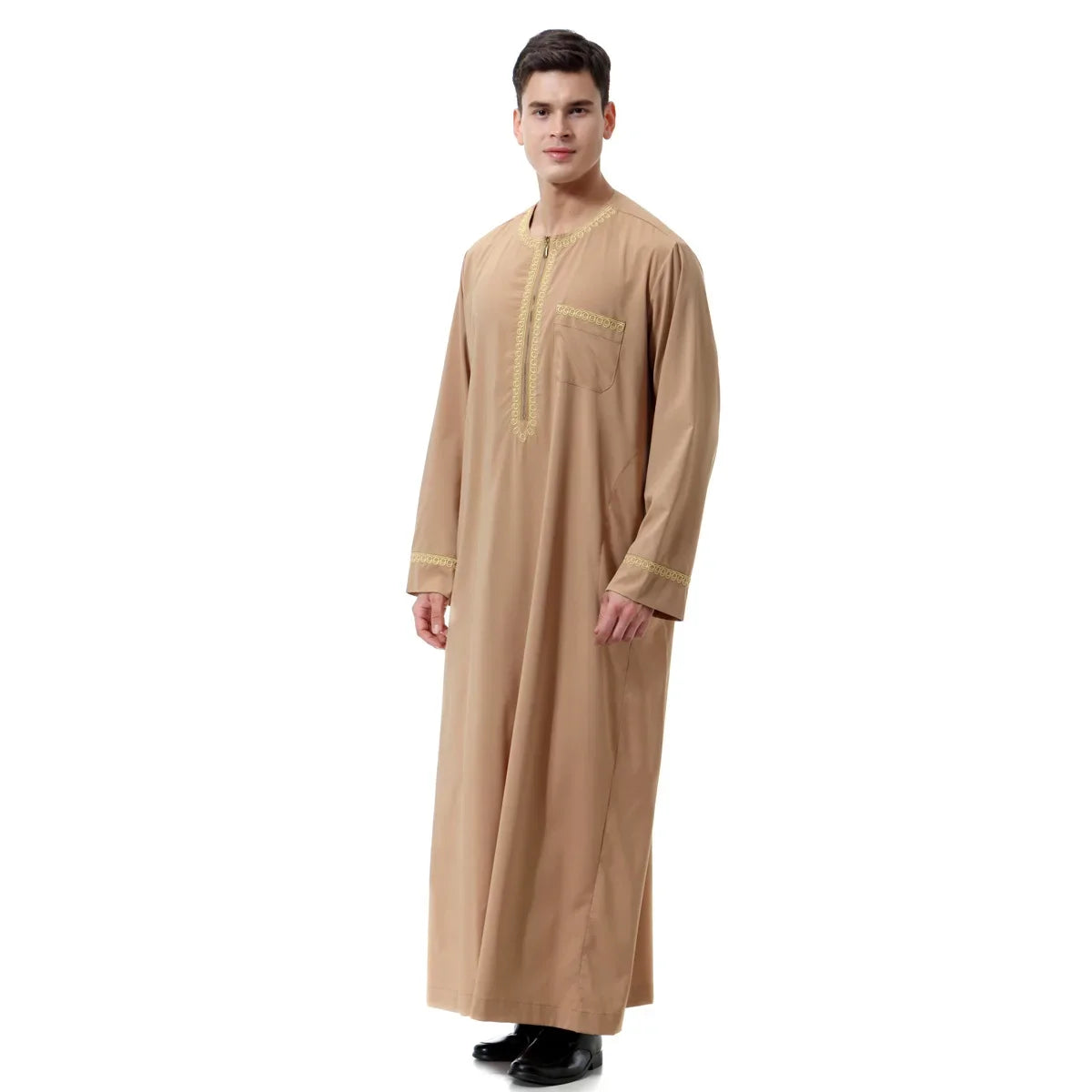 Muslim islamic Clothing Men Jubba Thobe print zipper Kimono Long Robe Saudi Musulman Wear abaya caftan Islam Dubai Arab Dressing