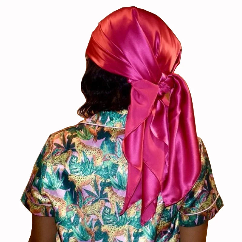 90*90cm Silk Scarves Women Square Satin Hijab Scarf Plain Handkerchief Shawls Wraps Head Scarf Female Headband Islamic Bandanna