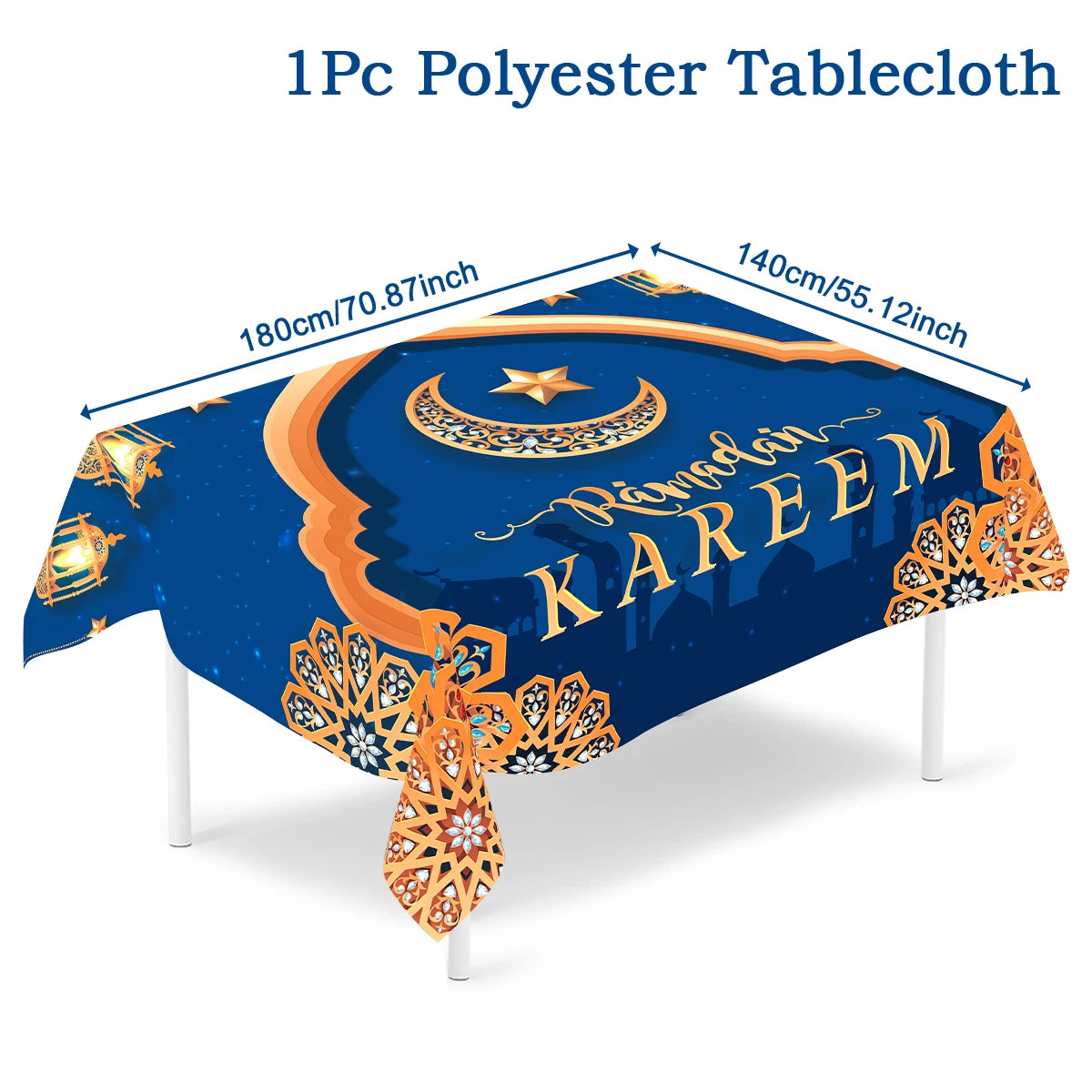 Eid Mubarak Star Moon Tablecloth Ramadan Kareem Decor for Home 2025 Islamic Muslim Party Eid Al Adha Supplies Castle Table Cover